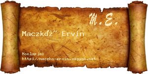 Maczkó Ervin névjegykártya