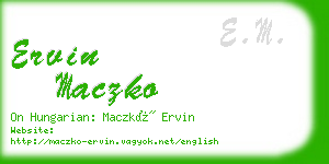 ervin maczko business card